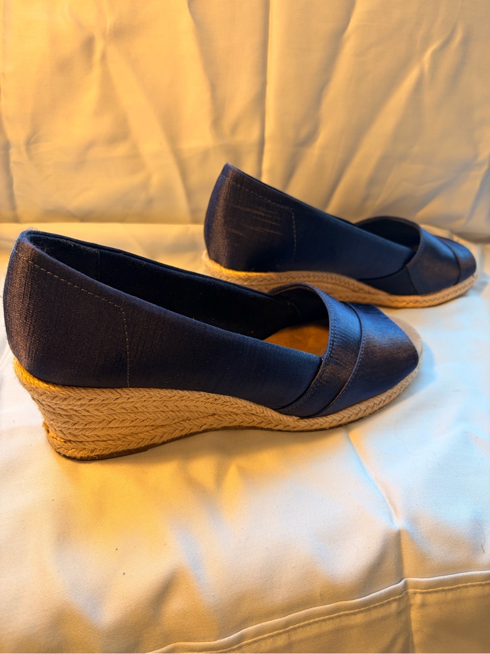 easy street Navy Espadrille Wedge Slip-On